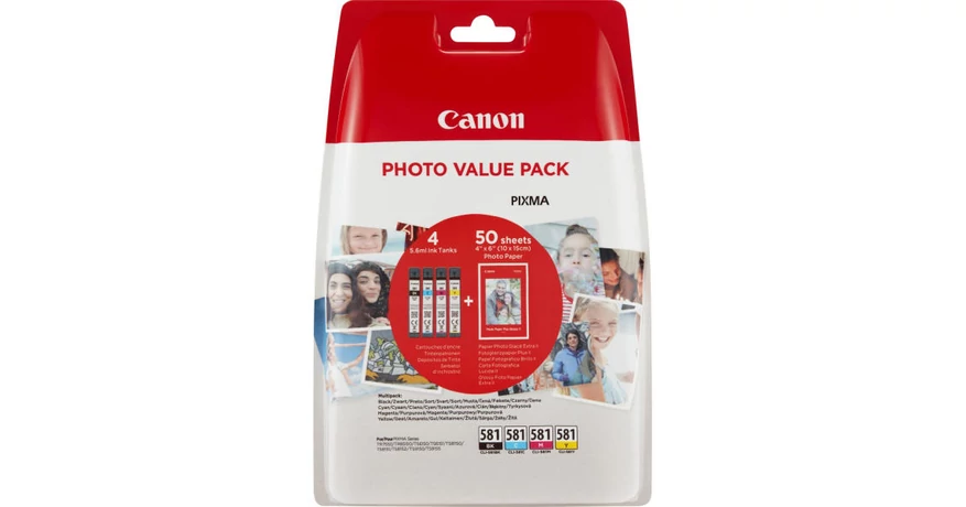 Canon CLI-581 színes eredeti tintapatron multipack + fotópapír