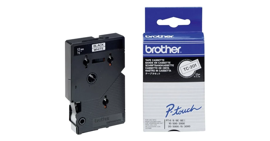 Brother TC-201 fehér alapon fekete eredeti feliratozó szalag
