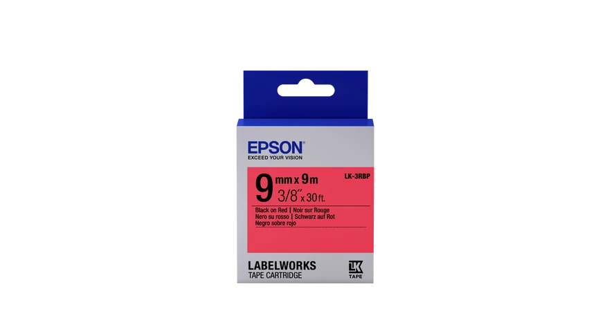 Epson LK-3RBP pasztel piros alapon fekete eredeti címkeszalag