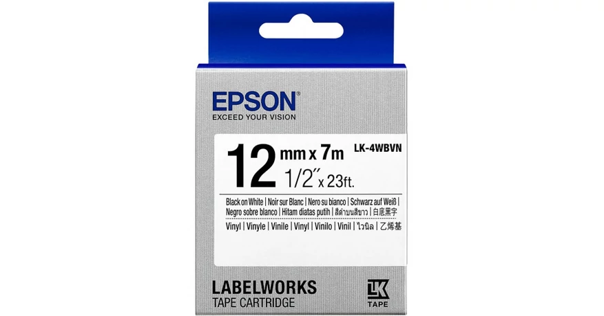 Epson LK-4WBVN fehér alapon fekete eredeti vinyl címkeszalag