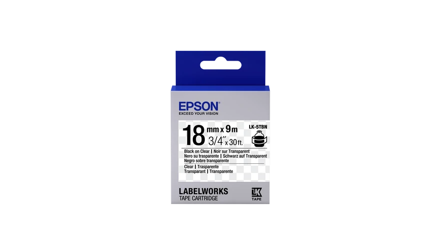 Epson LK-5TBN átlátszó alapon fekete eredeti címkeszalag