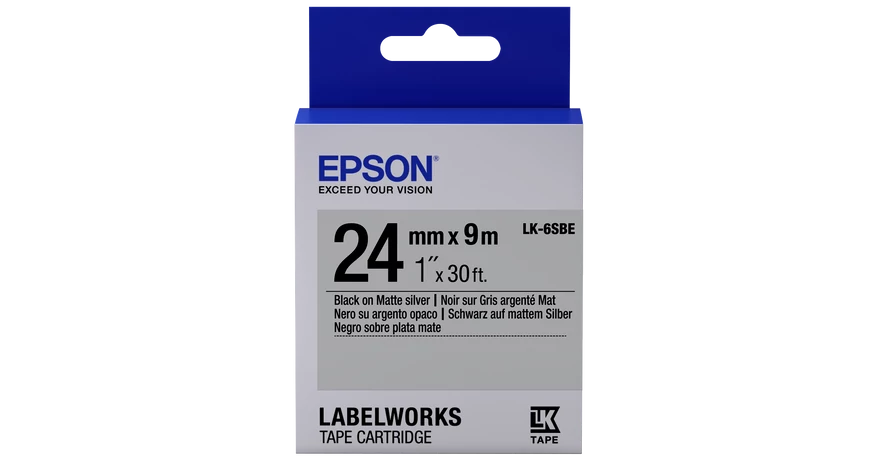 Epson LK-6SBE matt ezüst alapon fekete eredeti címkeszalag