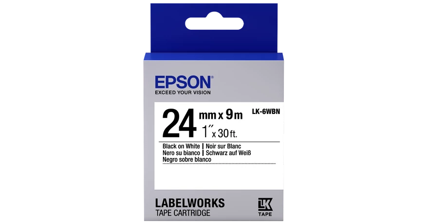 Epson LK-6WBN fehér alapon fekete eredeti hőálló címkeszalag