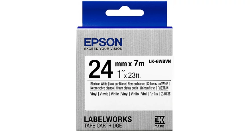 Epson LK-6WBVN fehér alapon fekete eredeti vinyl címkeszalag