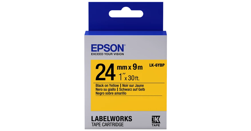 Epson LK-6YBP pasztel sárga alapon fekete eredeti címkeszalag