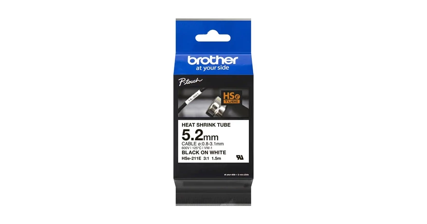 Brother HSE-211E fehér alapon fekete eredeti feliratozó szalag