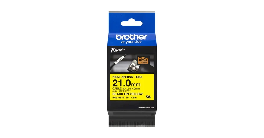 Brother HSE-651E sárga alapon fekete eredeti feliratozó szalag