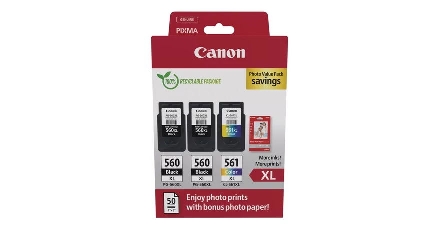 Canon PG-560XL X2 + CL-561XL eredeti tintapatron multipack + fotópapír